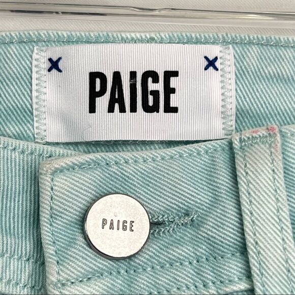 PAIGE Colette Crop Flare High Rise Slim Jeans in seafoam green Brand New size 24 - Picture 2 of 16